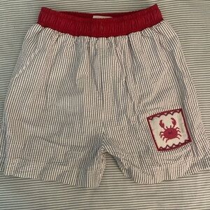 EUC Seersucker Smocked Crab Swim Trunks